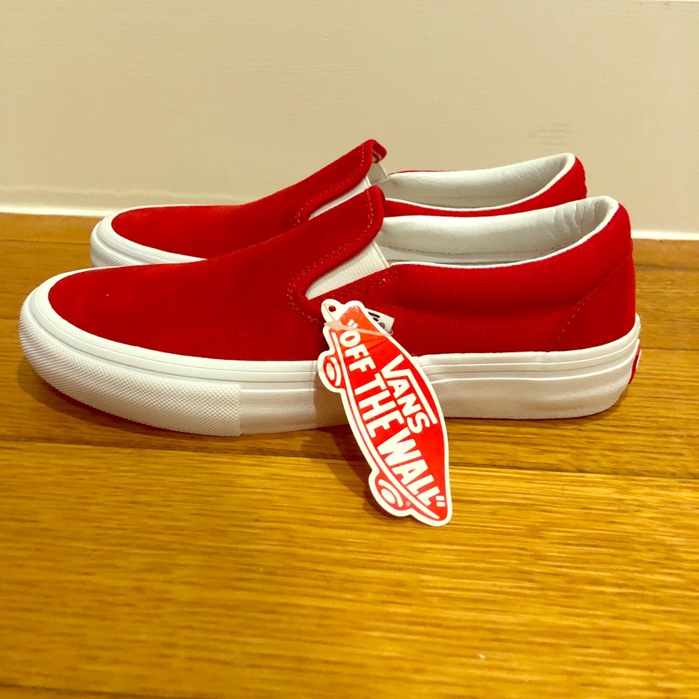 Women’s Vans Classic Slip-ons in red suede